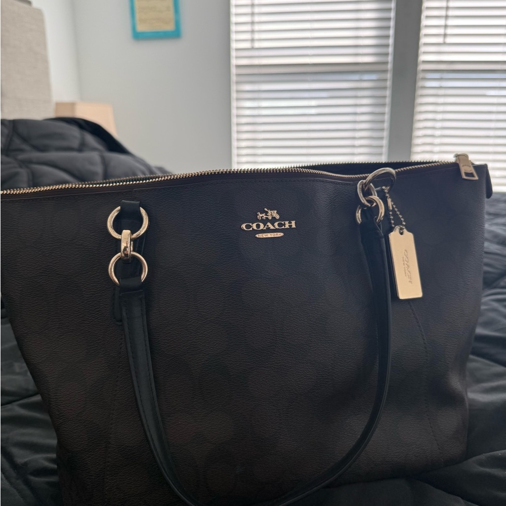 Coach Dark Brown Signature Ava Tote